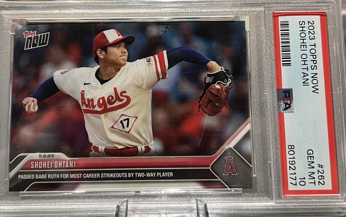 2023 Topps Now Shohei Ohtani card in a PSA 10 slab
